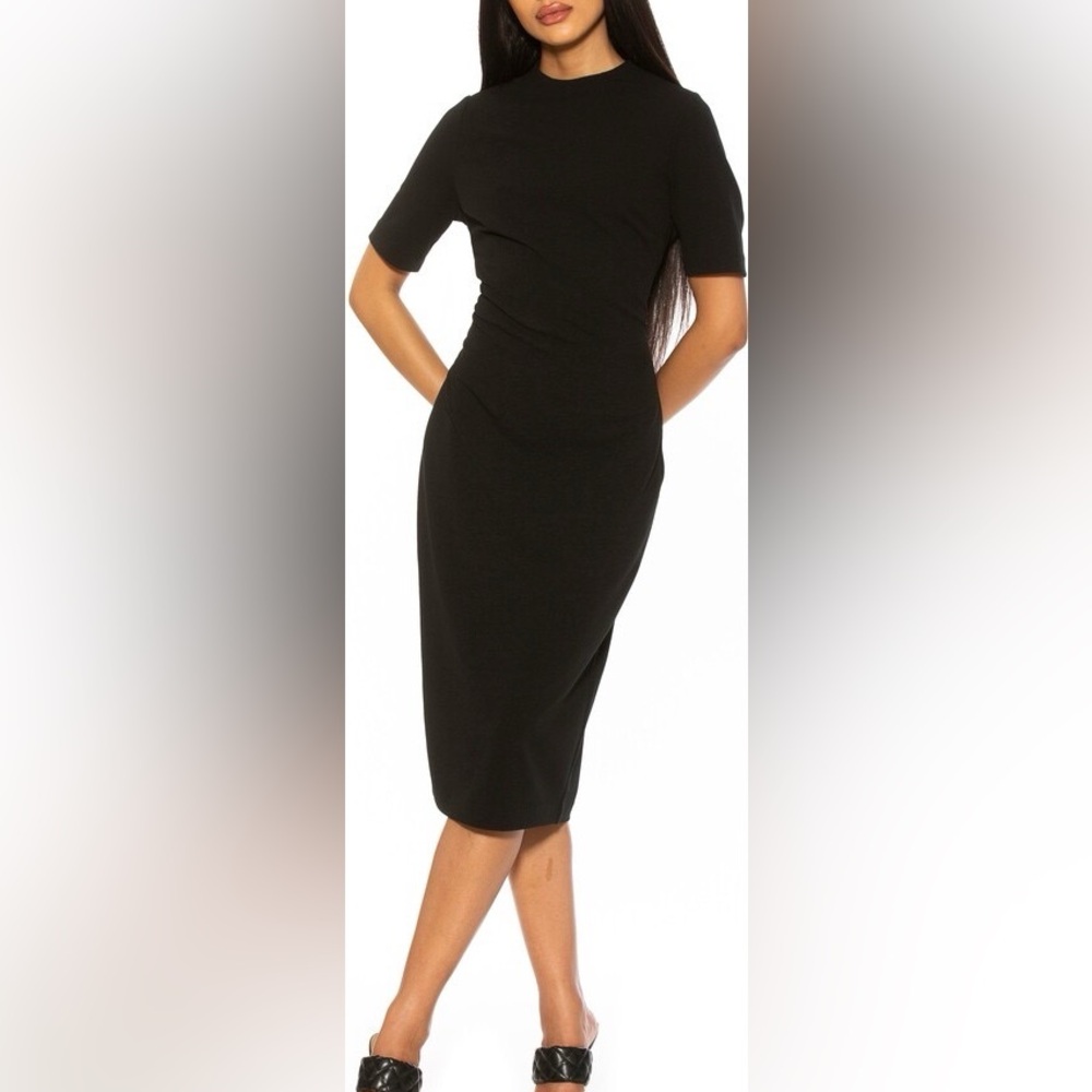 Alexia Admor Ava High Neck Short Sleeve Sheath Dress Black XL
